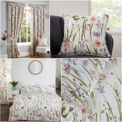 Multi Hampshire Floral Meadow Garden Flowers Print Bedding Curtains Matching • £7.99