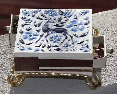 Vintage Handmade Ceramic Match Box With Matches 9x9cm • $25