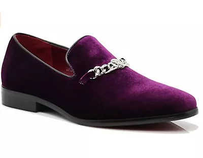 Men's Vintage Velvet Flower Designer Dress Loafers Slip On Shoes Classic Tuxedo  • $35.99