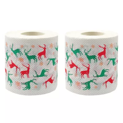  2 Rolls Christmas Pattern Toilet Paper Colored Tissue Printed Soft • £12.78