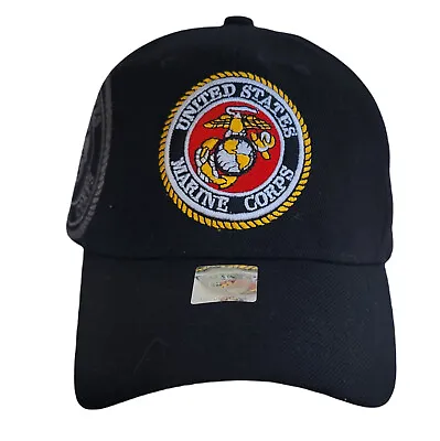 United States Marine Corps Baseball Hat Cap USMC Logo Black Adjustable BRAND NEW • $9.93