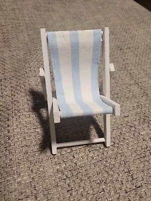 Miniature Dollhouse Beach Chair Deck Chair Blue & White Stripe • $7