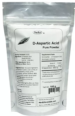 D-Aspartic Acid DAA Pure Powder 100g (3.52oz Muscle Building Energy Male Health • $13.95