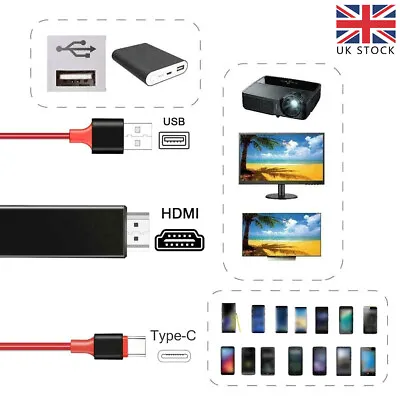 USB 3.1 Type C To HDMI TV HDTV Video W/Charging Cable Adapter For Samsung S8 New • £11.99