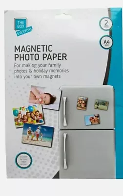 2 X A4 MAGNETIC PHOTO PAPER PRINTING INKJET GLOSS CREATE PRINTABLE FRIDGE MAGNET • £4.99
