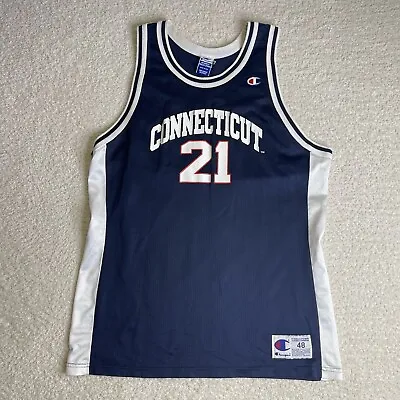 Vintage Champion UCONN Basketball Jersey Mens Size 48 XL Ricky Moore #21 90's • $78.88