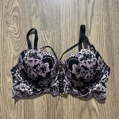 NWT La Senza Deva Demi Black Pink Lace Bra Grunge Bralette Sz 36C • $25