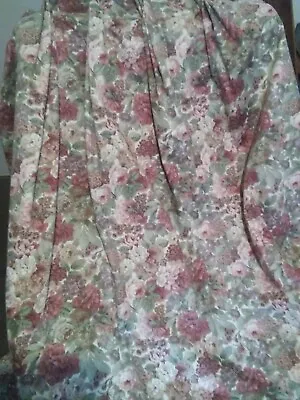 £50 • Buy A Pair Of Handmade Lined Curtains Sanderson Rose & Peony Pattern Russet Tone