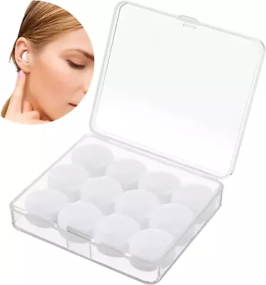 12 Pack Soft Ear Plugs For Sleeping Reusable Moldable Silicone Earplugs Noise C • $10.49