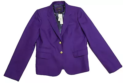 J.Crew NWT Blazer Purple Wool Gold Button Schoolboy Jacket Collegiate Sz L 12 • $34
