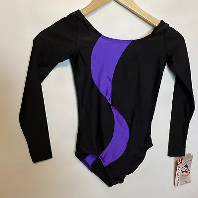 Mondor Performance  Purple  Black Dance Gymnastics Leotard Size 8-10  NWT • $15