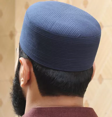 Men's Premium Cap Islamic Turban Muslim Hat Kufi - Navy Blue • $28.98