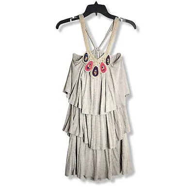 $24 • Buy VAVA By Joy Han Costal Cowgirl Dress Women's Small 3 Tier Sleeveless Beige Boho 