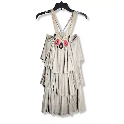 VAVA By Joy Han Costal Cowgirl Dress Women's Small 3 Tier Sleeveless Beige Boho  • $24