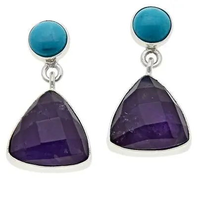 $39.99 • Buy Jay King Sterling Silver Turquoise And Amethyst Drop Earrings 
