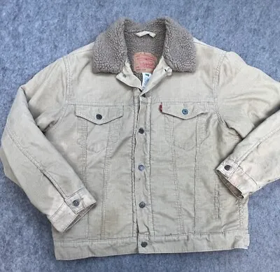 Levis Jacket Mens Large Cordoruy Sherpa Lined Trucker Type III Coat Button Up * • $50.96