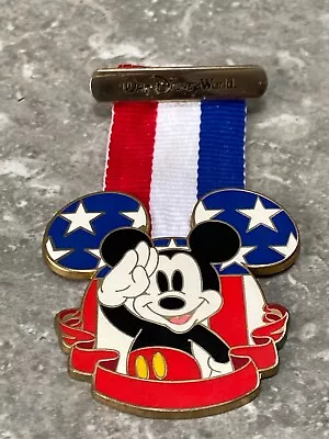 Disney Wdw Mickey Mouse Medal Pin Badge Blue And Yellow Ribbon • $14.92
