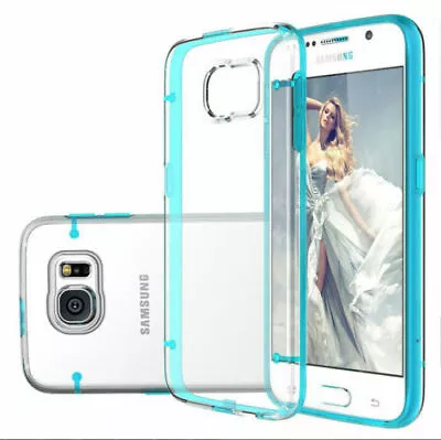 Clear Case Cover For Samsung Galaxy S6 Plastic Strong Back & Colour Sides Clear  • £1.49