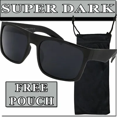 Mens Super Dark Sunglasses Og Style Loc Flat Top Gangster Biker Style New Style • $7.95