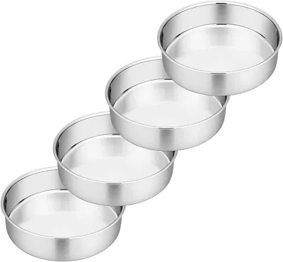 6 Inch Cake Tin Round Layer Cake Tins Pans Stainless Steel Set Of 4 • £13.99