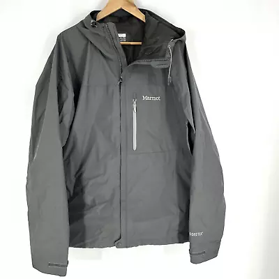 Marmot Jacket Size XXL Mens Gray Gore Tex Minimalist Hooded Rain Shell Full Zip • $89.99