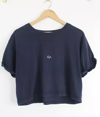 AJE Navy Blue Cropped Tee Size Small • $30