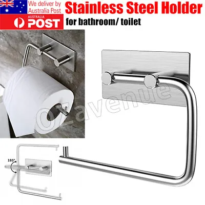 $16.81 • Buy Toilet Paper Roll Tissue Holder 304 Stainless Steel Hook Bathroom Wall No Drill