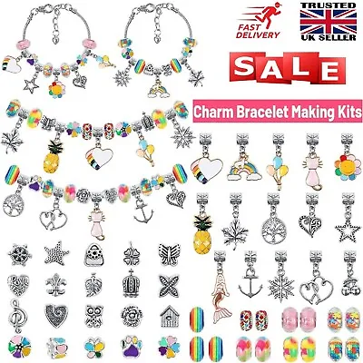 Toy Gifts For 5 6 7 8 9 10 Year Old Girls Girls Charm Bracelet Making Kit NEW • £11.45