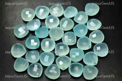 5 Match Pair Aqua Blue Natural Chalcedony Front Drilled Heart Beads Size-12mm • $12