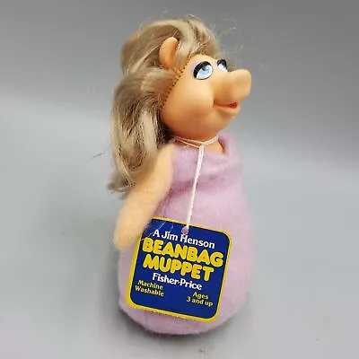 Miss Piggy Beanbag Doll Fisher Price 867 Muppets Rooted Hair Rubber Face 7 Inch • $36.44