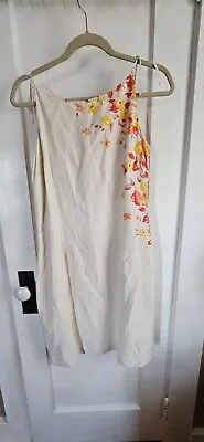 B. Moss Dress Collection Sheath Dress SZ 8 Silk Linen Blend Floral Shoulder Ties • $11.19
