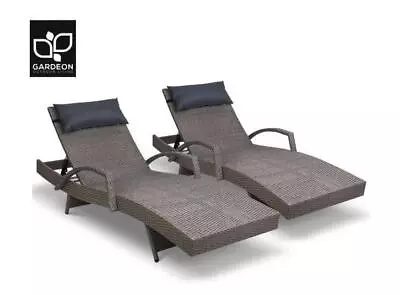 $270 • Buy Gardeon 2x Outdoor Furniture Set Sun Lounge Setting Wicker Day Bed Rattan Sofa P