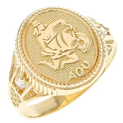 10k Or 14k Solid Yellow Gold Zodiac CZ Ring - Aquarius • £223.22