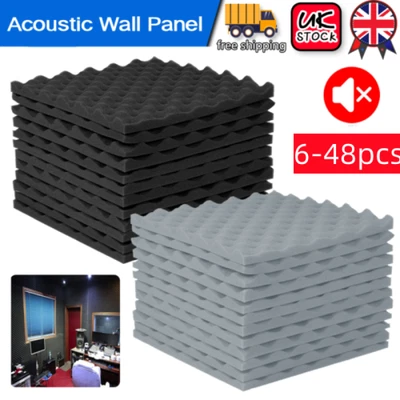 £10.79 • Buy 48PCS Black Grey Acoustic Wall Panels Studio Sound Proofing Foam Insulation Pads