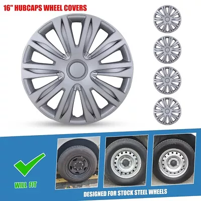 16  Set Of 4 Silver Wheel Covers Snap On Full Hub Caps Fits R16 Tire & Steel Rim • $46.99