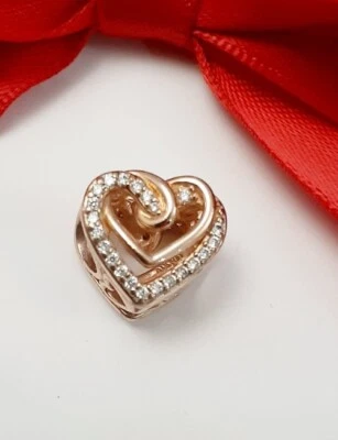 $75 • Buy New Genuine Pandora Rose Gold Sparkling Entwined Hearts Charm - 789270C01 $99