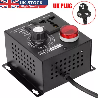 220V 4000W Variable Voltage Regulator Speed Motor Fan Control Controller UK Plug • £15.49