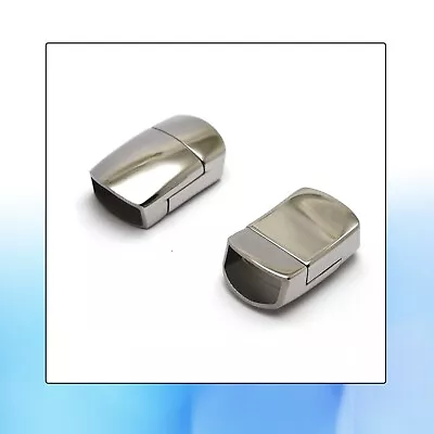 Stainless Steel Magnetic Clasp For Leather Bracelets - Shiny Silver 12x6 Mm Hole • $4.95