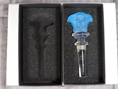 Rosenthal Crystal Versace Medusa Lumiere Light Blue Wine Bottle Stopper • $44.95