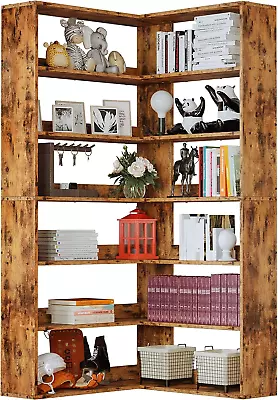 Bookshelves 6 Tiers With Baffles Industrial Large Corner Etagere Bookcase Storag • $226.57