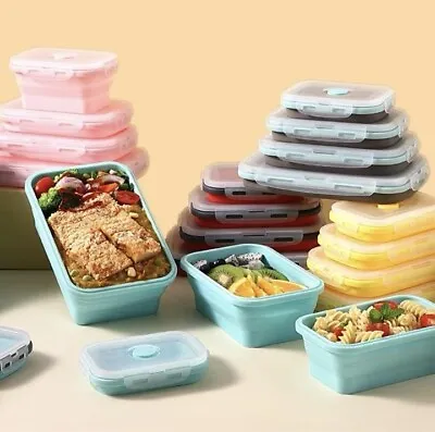 Set Of 4 Collapsible Silicone Boxes For Food • £14.99
