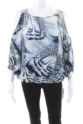 $29.01 • Buy Fifteen Twenty Womens Off Shoulder Abstract Dolman Sleeve Top Blue Size Medium