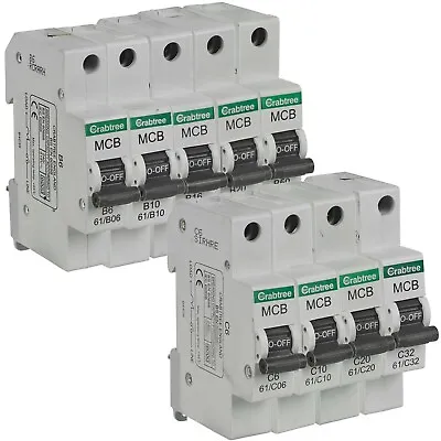 Crabtree Single Pole Starbreaker MCB Circuit Breaker Type B/C Fuse Electrical • £4.19