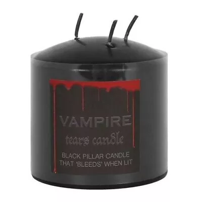 Black Vampire Tears Bleeding Red Wax 7.5cm Pillar Candle Gothic Halloween • £5.49