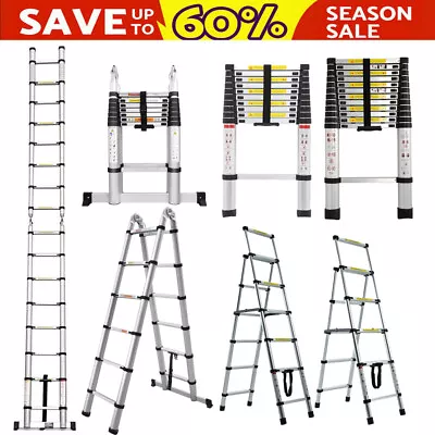 Folding Telescoping Ladder Extension Collapsible Ladders Quality Aluminum /+Hook • $64.80