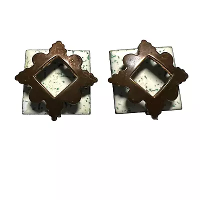 Vintage Matisse Earrings Mixed Media Copper Enamel Modernist Clip On • $44.95