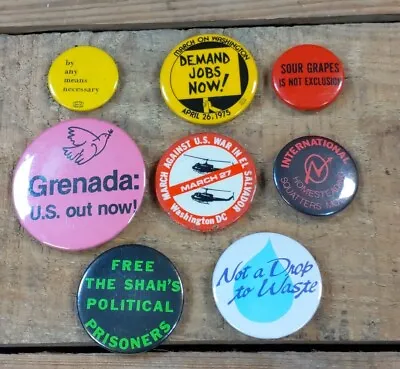 Lot Of 8 Vintage U.S. Political Buttons/Pins Equal Rights Malcom X Anti-War • $25