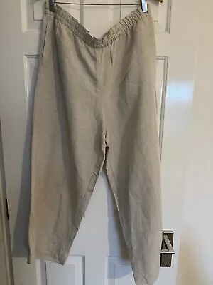 H&M Linen Blend Wide Cropped Beige Trousers XL • £6.99