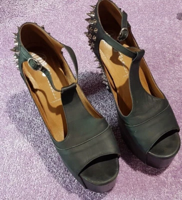 £24.99 • Buy Jeffrey Campbell 'Foxy Spike' Peep Toe Spiked T-bar Heels - UK 8 (41)