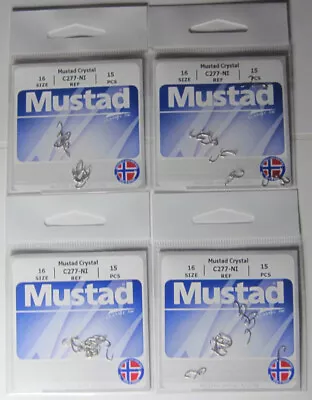 60 Mustad Crystal Hooks C277-NI Size 16 Tie Micro Dry Flies  Holy Grail  • $2.99